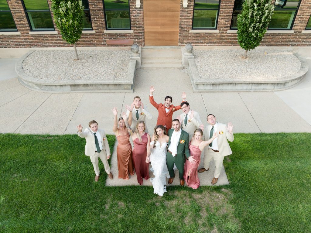 wedding party drone photo aerial