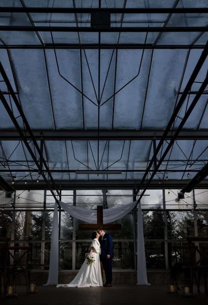 Dramatic couple in the Greenhouse, The Ivy House, Kalamazoo wedding photographer