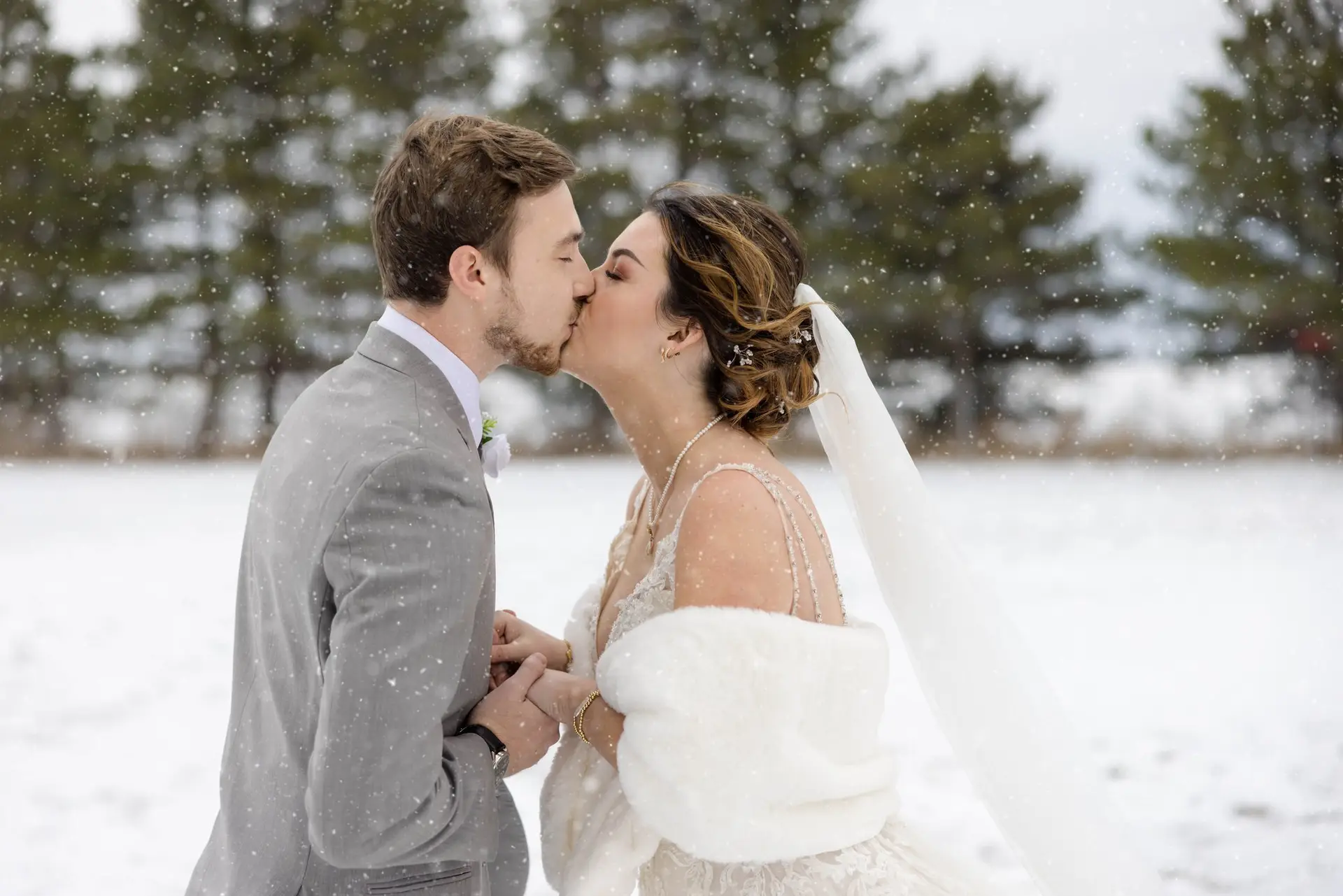 snowy kiss at The Cheese House photographed by Andy Krieger of Inspired Media