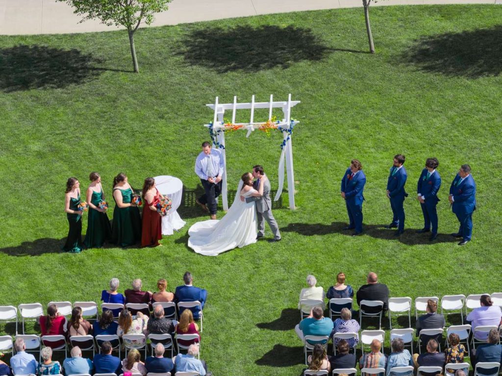 Holland, MI, Macatawa Golf Club wedding, drone photo ceremony