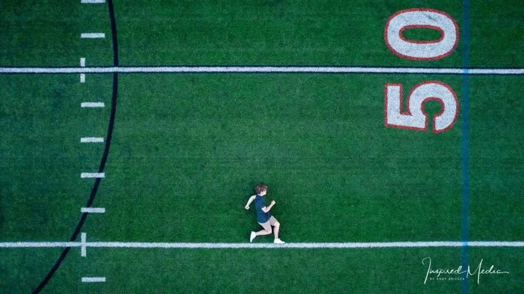drone photo of senior boy for Kalamazoo senior photo