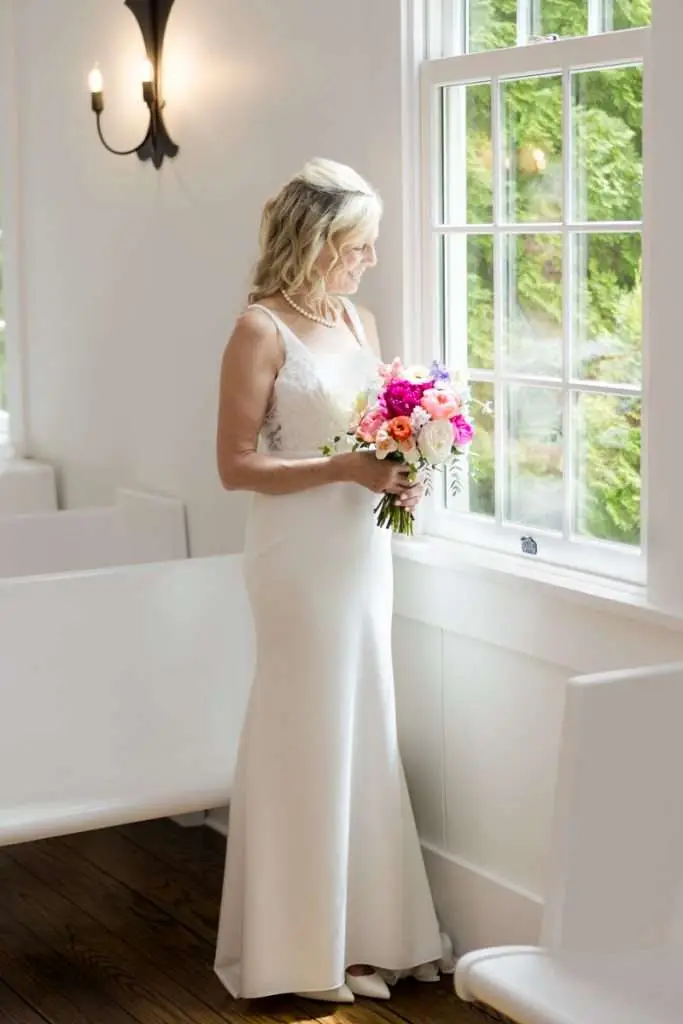 bride in window at Morris Estate chapel