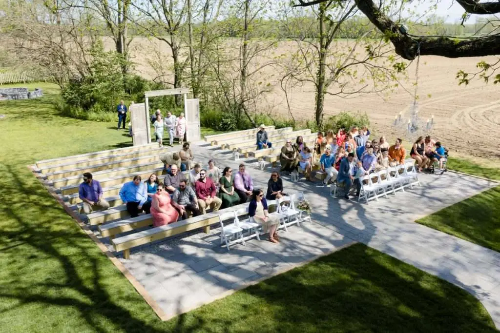 Drone photo at The Vintage Rose Barn wedding