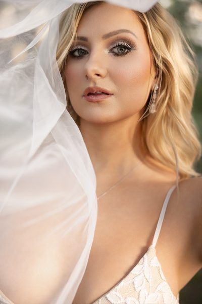 bride with veil in wind
